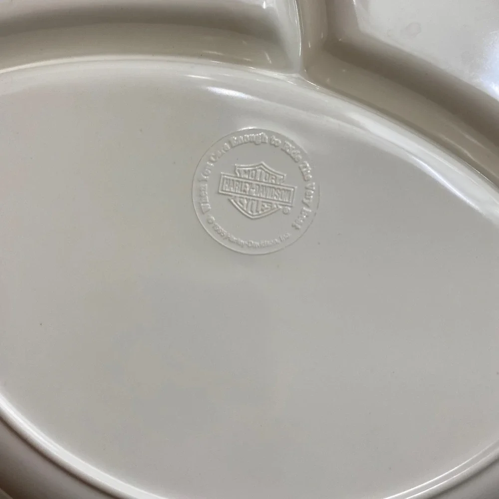 Vintage 1999 Harley Davidson Divided Melamine Kids Plate Biker Animals 8.5 Inch
